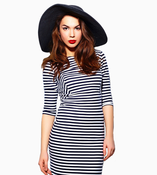 White Black Line Dress